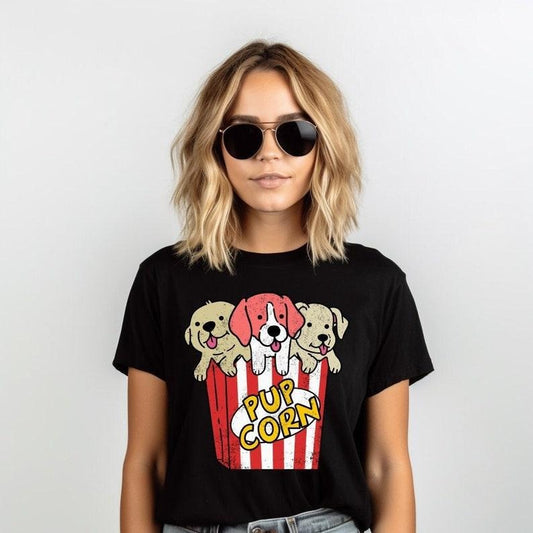 Pup Corn, Funny Shirt, Cute Animal Shirt, Puppy Shirt, Funny Dog Shirt, Pun Shirt, Pet Owner Shirt, Dog Lover, Silly Womens Graphic Tee