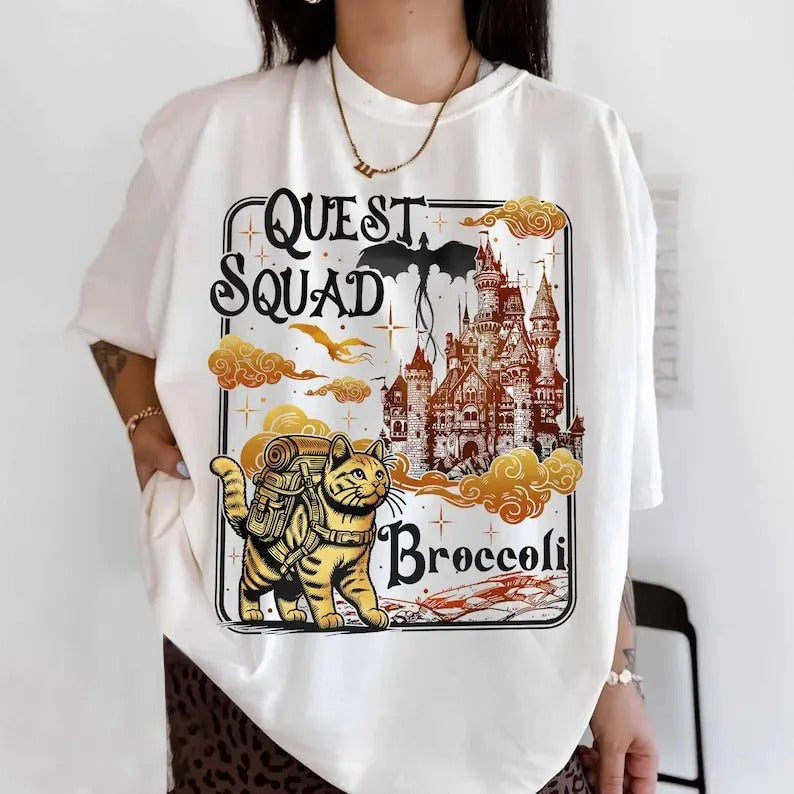 Quest Squad Broccoli Comfort Colors Shirt, Onyx Storm Shirt, Fourth Wing, Xaden Riorson, Ridoc Romantasy Fan Shirt, Dragon Rider,Bookish Tee