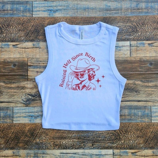 Raising Hell Crop Tank, Strong Country girl Nashville Baby Tee, Powerful lady baby tee Cotton Streetwear
