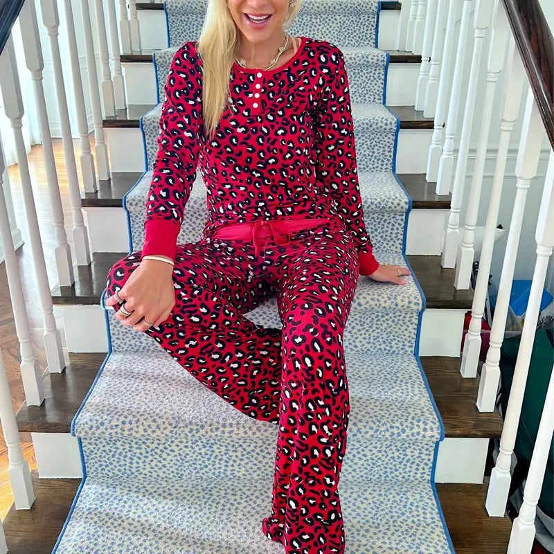 Red Leopard Pajama Set