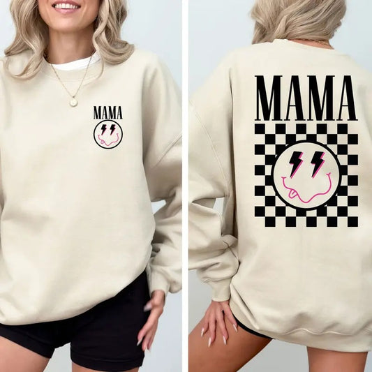 Retro Checkered Mama Sweatshirt Retro Mama Shirt Checkered Mama Shirt Mothers Day Gift Mom Life Shirt Motherhood Shirt Mom Sweatshirt TK62GN