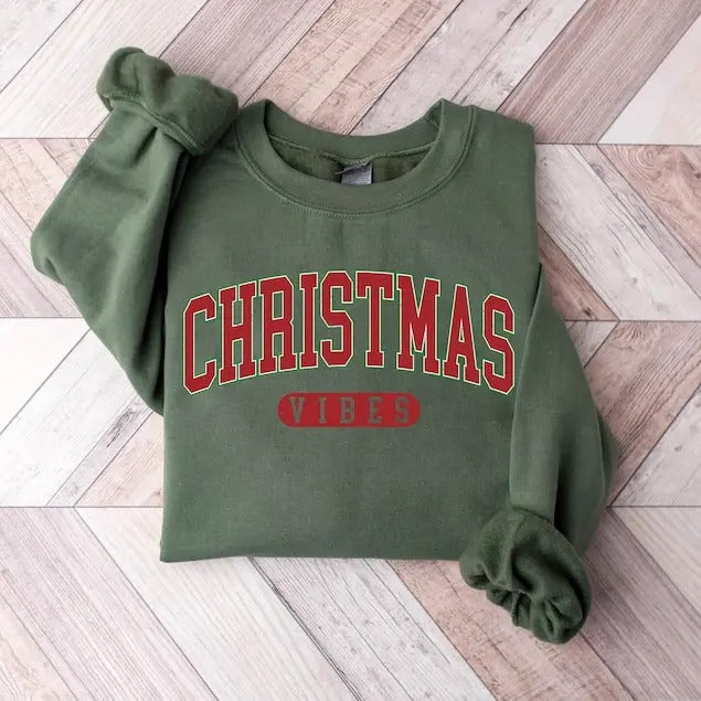 Retro Christmas Vibes Sweatshirt, Womens Christmas Sweatshirt, Holiday Sweater, Cute Christmas Sweatshirt, Christmas Gift, Winter  T-shirt, sweater and Hoodie