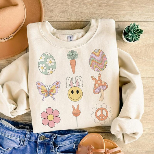 Retro Easter Sweatshirt, Groovy Easter Sweatshirt, Easter Sweatshirt S to 3XL