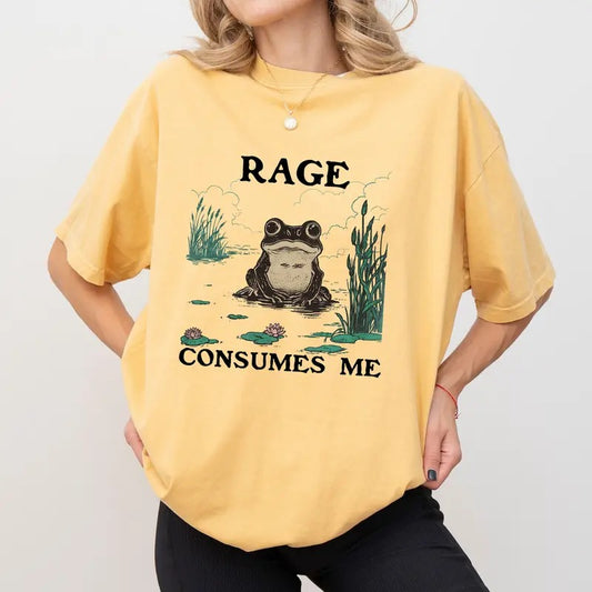 Retro Funny Frog Comfort Colors Shirt, Vintage  Frog Pond Tee, Meme T-shirt, Nature Lover Gift, Vintage Consumes Me Womenswear