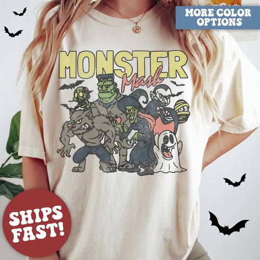 Retro Halloween Shirt, Vintage Halloween Costume, Trendy Ghost Monster T-Shirt, Fall Season