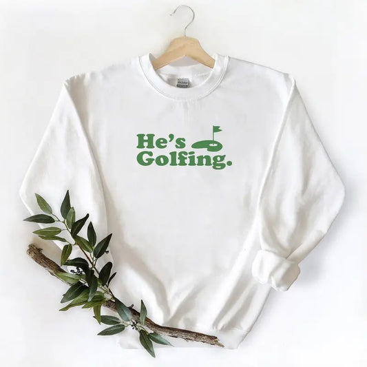 Retro He is golfing Graphic Full Color Gift For Unisex T-shirt Hoodie Sweatshirt Pullover Cotton Fabric