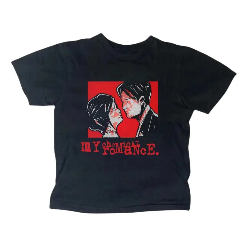 Retro My Chemical Romance Baby Tee, Alternative Rock Band Shirt, Punk Rock, Gothic Emo Girl Tops,Y2K Style, Casual Cotton Short Sleeve