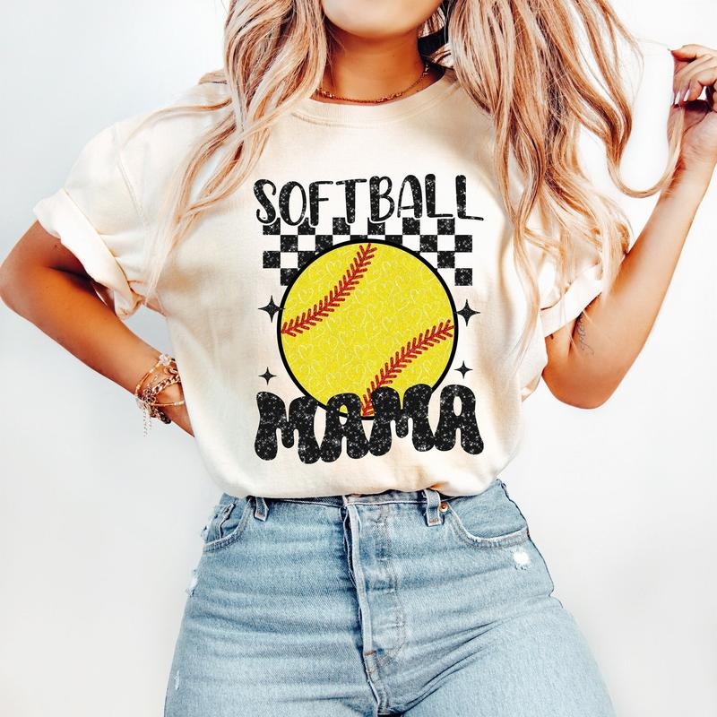 Retro Softball Mama Shirt, Softball Sports T-Shirt, Trendy Retro Mom Cotton Unisex Tshirt