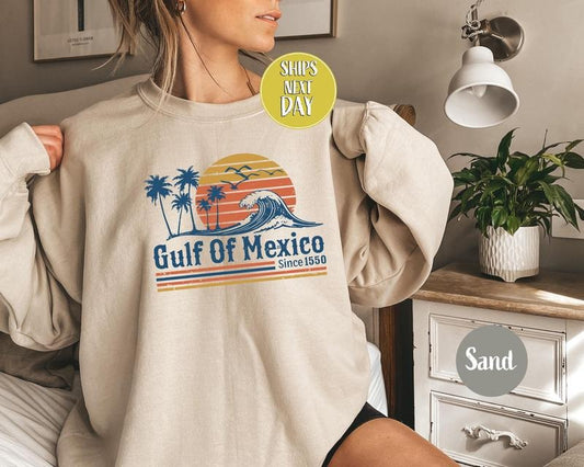 Retro Sunset Gulf Of Mexico Sweatshirt Since 1550 Gulf Of Mexico Shirt Gulf Of Mexico Mexico Gift For Mexico Lover Hoodie - Tc119  T-shirt, sweater and Hoodie