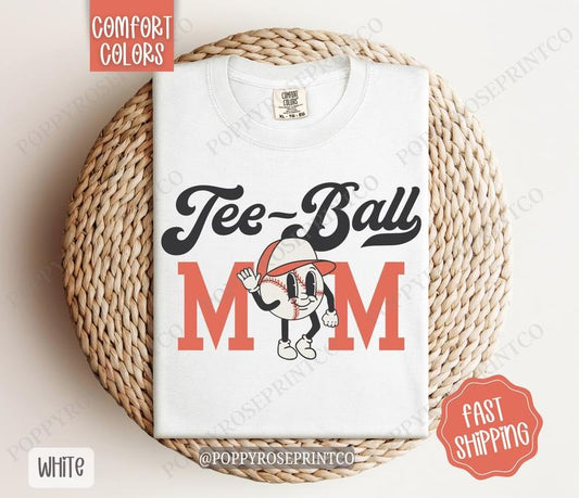 Retro Tee-Ball Mom Comfort Colors, Mom Tee, Tee-Ball Mom Women's Tshirt