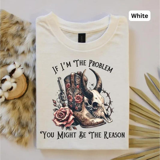 Retro Western Shirt, Vintage Rodeo Tee, Comfy Country T-Shirt, Might Be The Problem Shirt 3SW9P