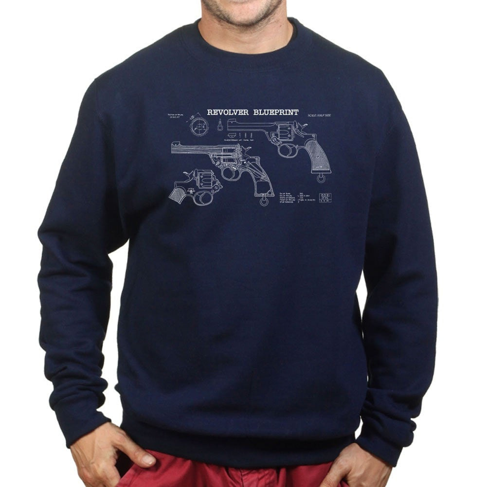 Vintage Revolver Blueprints Sweatshirt Style001