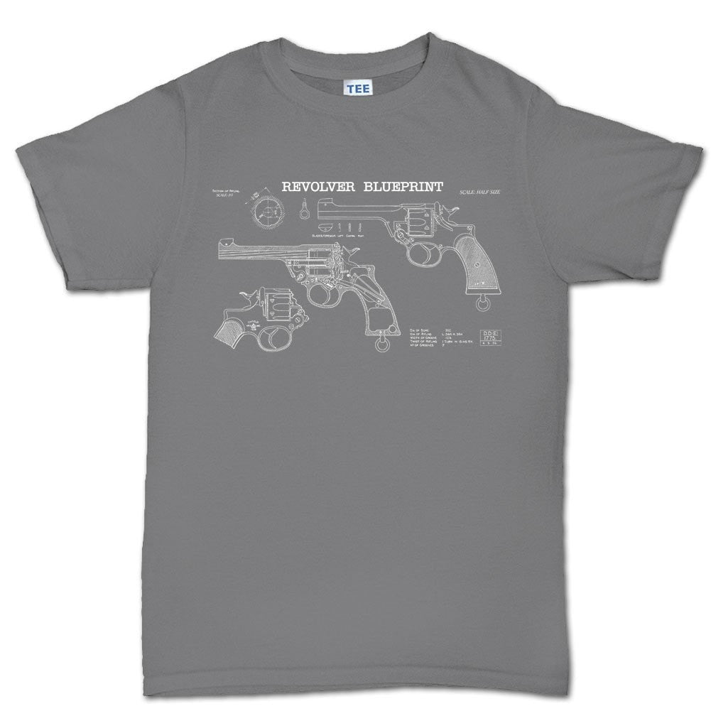 Vintage Revolver Blueprints Men's T-shirt Style001
