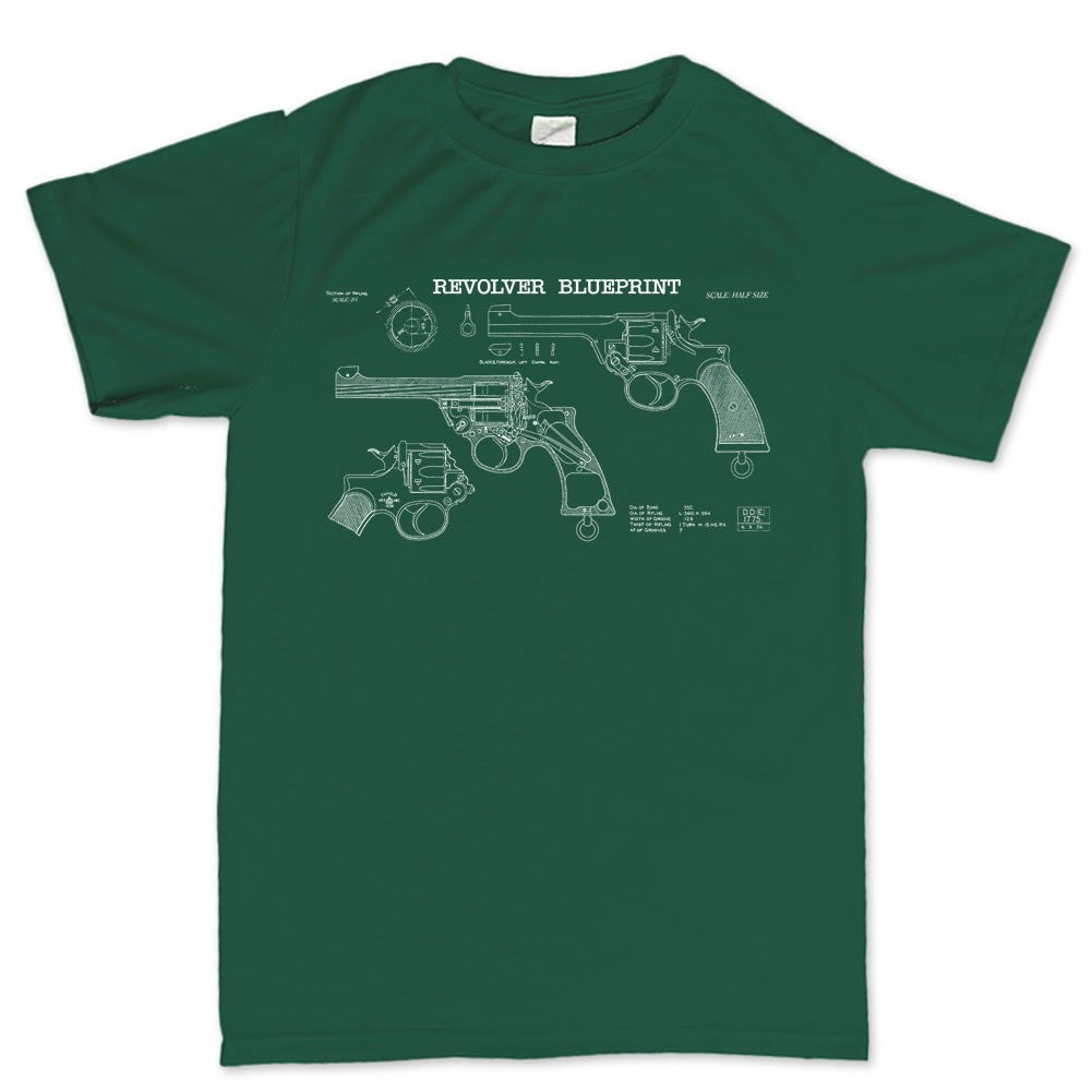 Vintage Revolver Blueprints Men's T-shirt Style001