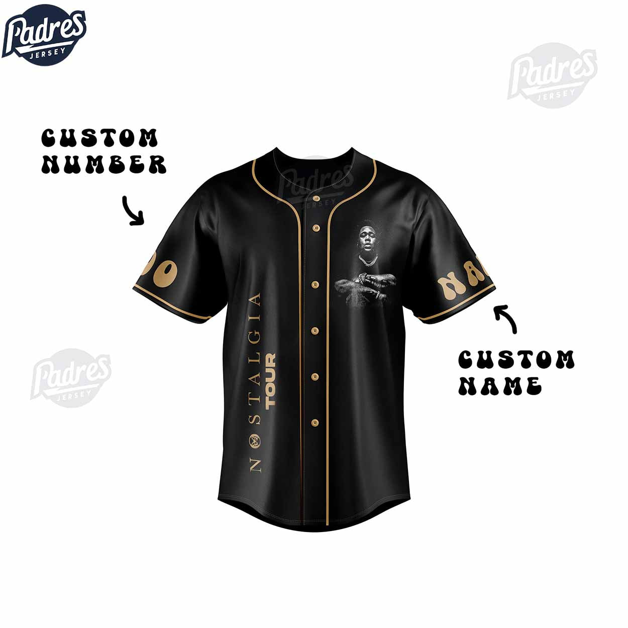 Rod Wave Nostalgia Tour Custom Black Baseball Jersey - Padres Jersey Oasis: Elevate Your Baseball Style Game