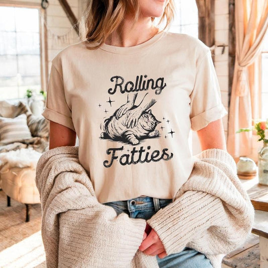 Rolling Fatties Cat Shirt Cat Paws Tees Funny Cat Graphic Shirt Cat Lovers Gift Unhinged Tee Weed Lover Tshirt Funny Cat Tshirts Women