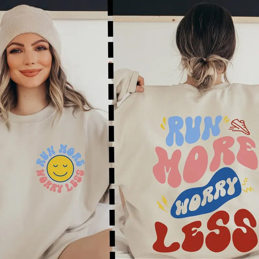 Run More Worry Less Sweatshirt Marathon Hoodie Runner Hoodie Gym Pump Cover Gift For Runner Runner Sweatshirt Run Hoodie Running Gift Cotton Sleeve
