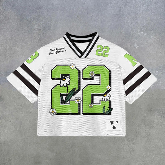 American Hip Hop Graphics Crop Top Mesh Baseball Jerseys Style001