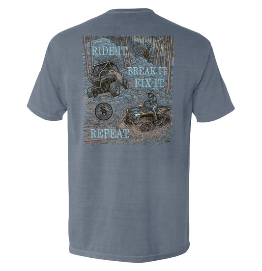 Ride it Break it Fix it Repeat Pocket Tee