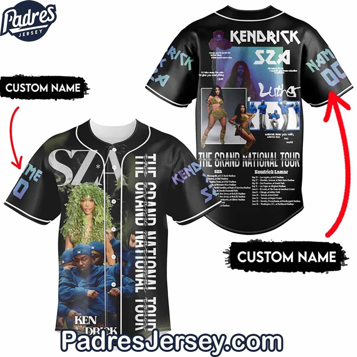 SZA And Kendrick Lamar The Grand National Tour Baseball Jersey - Padres Jersey Oasis: Elevate Your Baseball Style Game