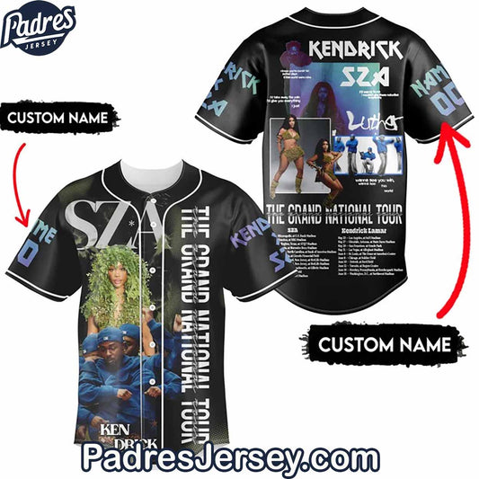 SZA And Kendrick Lamar The Grand National Tour Baseball Jersey - Padres Jersey Oasis: Elevate Your Baseball Style Game