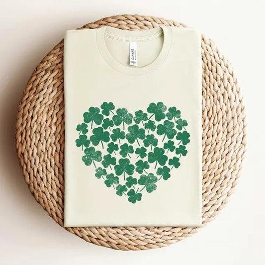 Saint Patrick's Day Heart Tshirt, Shamrock Shirt, Shamrock Heart Shirt, Saint Patrick's Heart TShirt, Clover Heart Shirt, Clover Heart Top