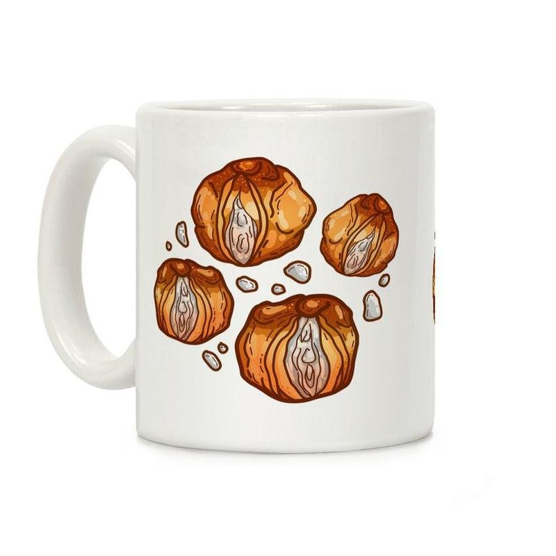 [Sale Up to 50% ] Cream Puff Vaginas Coffee Mug  11 oz or 15 oz Ceramic Drinkware with Large Handles, Printed in the USA