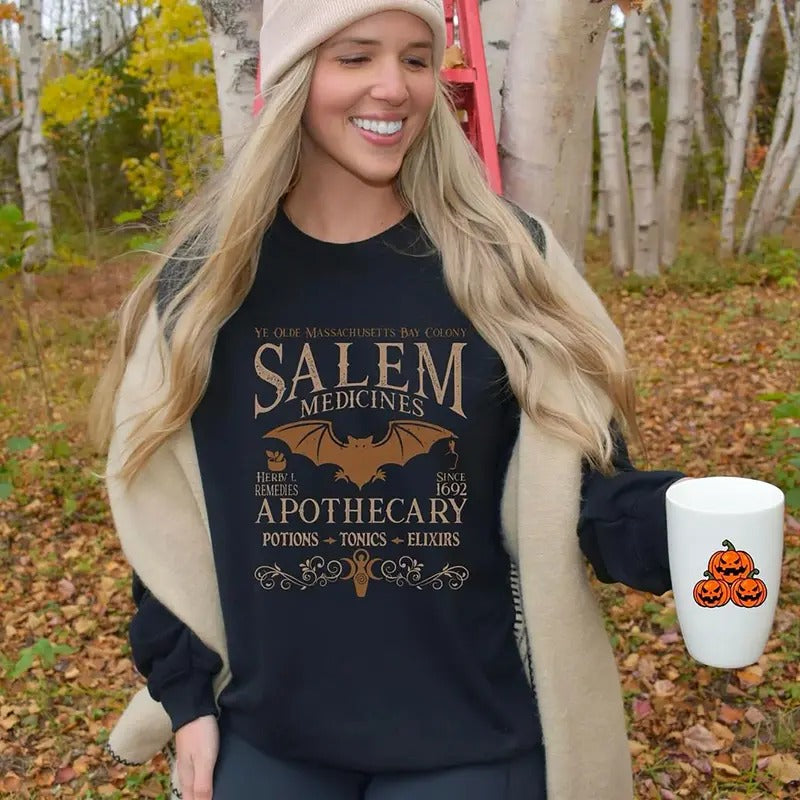 Salem Apothecary Halloween Sweatshirt, Retro Halloween Shirt, Salem Witches Sweatshirt, Salem Sweatshirt, Salem 1692 Hoodie, 1692 Shirt