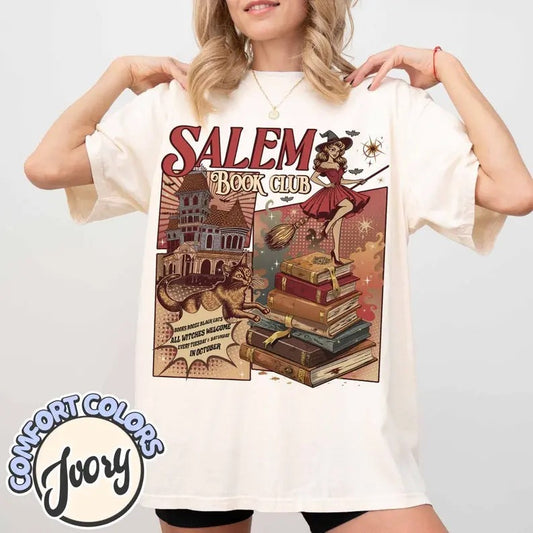 Salem Book Club Shirt, Bookish Halloween Tee, Book Lover Shirt, Salem Witches, Spooky Season Ghost Shirt, Thriller Reader, Gifts for Book Lovers Women, Book Shirts for Women,Bookish Gifts