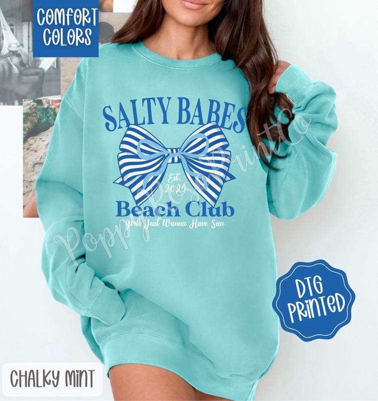 Salty babes beach club Comfort Colors Sweatshirt, Trendy Women's Crewneck