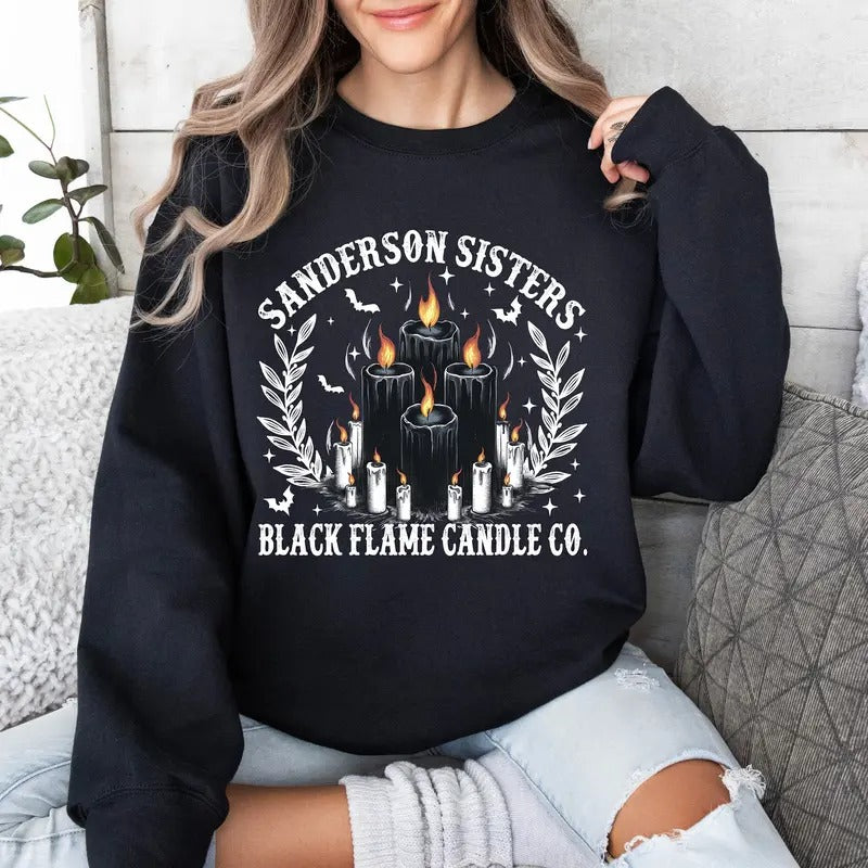 Sanderson Black Flame Sweatshirt, Candle Company Shirt, Salem Witches T-Shirt, Salem 1692 Sweatshirt
