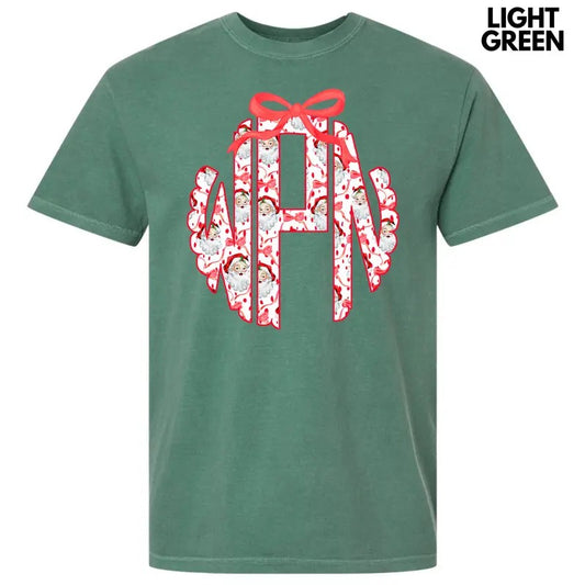 Santa Face Monogram Comfort Colors T-Shirt 'NLB'