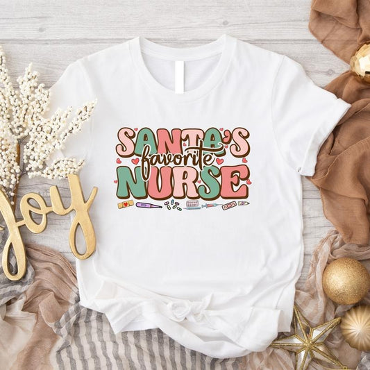 Santa's Favorite Nurse Shirt, Nurse Christmas T-Shirt, Matching Nursing School Xmas Tee, Nurse Student Gift Tee, Nurse Appreciation.