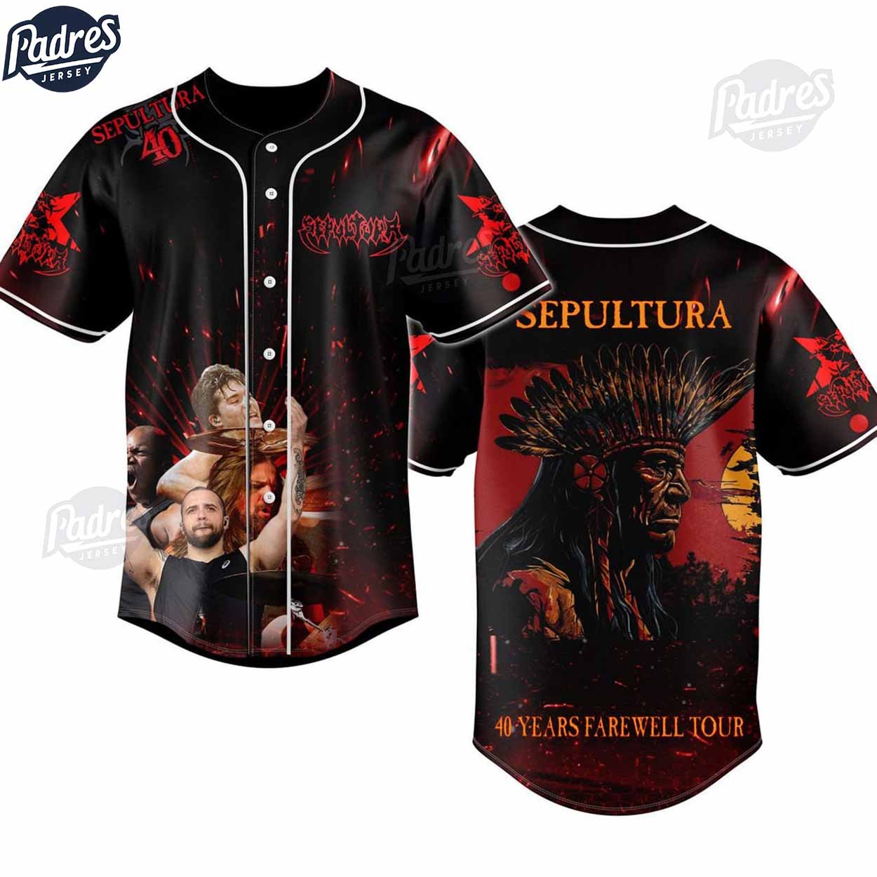 Sepultura 40th Anniversary Tour Custom Baseball Jersey - Padres Jersey Oasis: Elevate Your Baseball Style Game