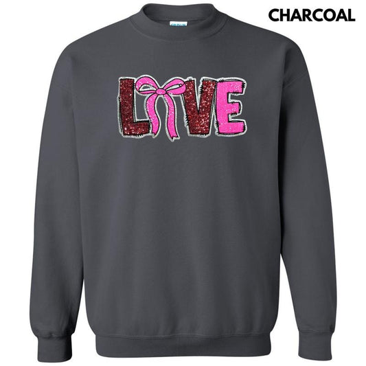 Sequin Love Bow  Patch Sweatshirt