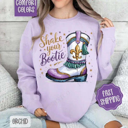 Shake Your Bootie Comfort Colors Sweatshirt, Mardi Gras Women's Crewneck, Louisiana Women's Sweater