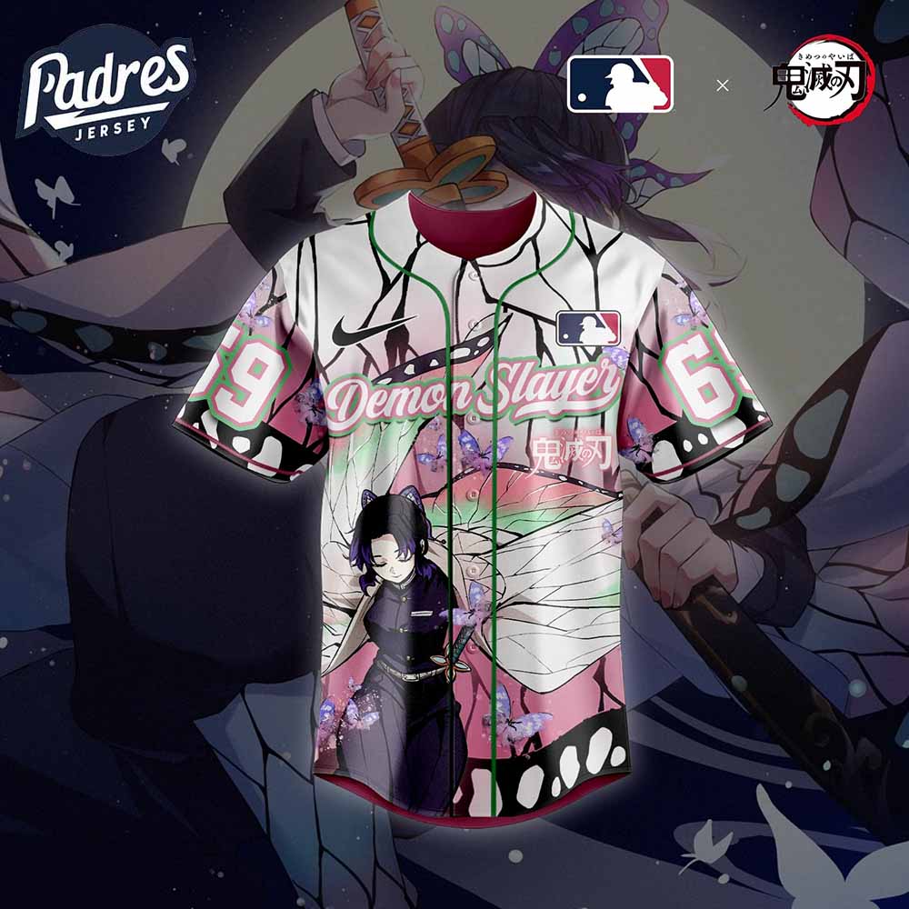 Shinobu MLB Demon x Slayer Personalized Baseball Jersey 2025 - Padres Jersey Oasis: Elevate Your Baseball Style Game