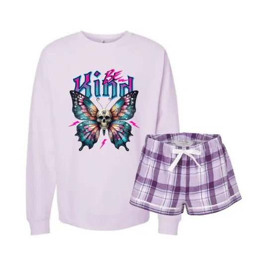Pick Your Graphic, Grunge Purple Plaid Pajama/Sleepwear Set, Long Pants/Shorts & Sweatshirt or T-Shirt, Made to Order, Goth, Alt, Edgy Vibe Loungewear