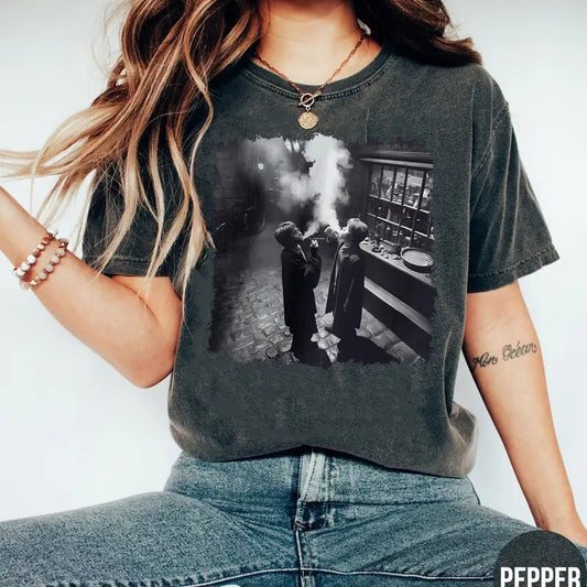 Smoking at the Alley Shirt Unisex Cotton Tee Menswear Streetwear Man Casual Shortsleeve Crewneck Tshirt Tops