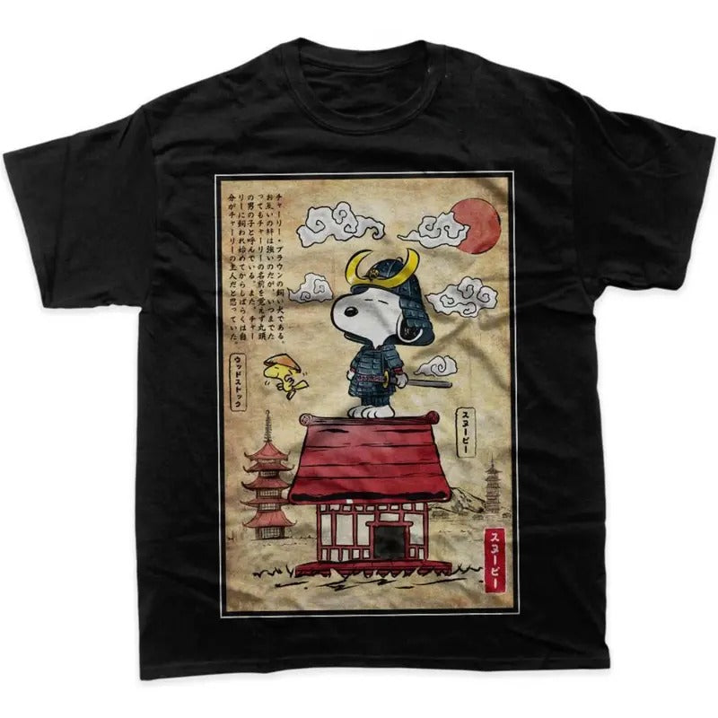 Snoopy Shirt Mens Peanuts And Beagle Samurai Crew Neck ,T-Shirt For Unisex , Gift For Men , Gift For Women Top Womenswear Underwear Human