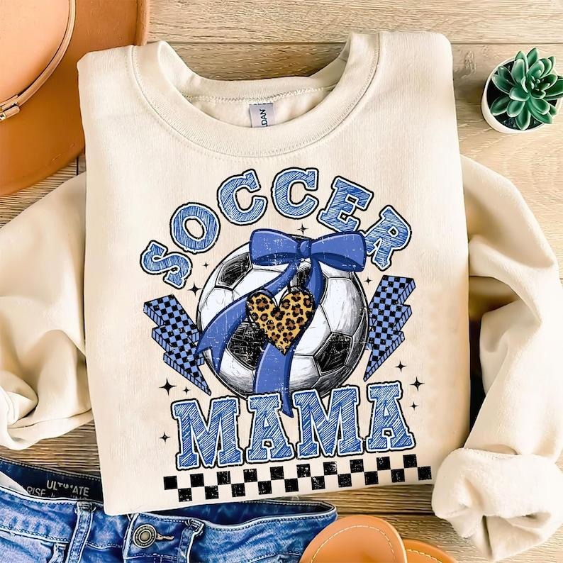 Soccer , Game Day Soccer , Retro Checkered Soccer , Soccer Mama , Soccer Mom , Leopard Soccer Coquette Sweatshirt