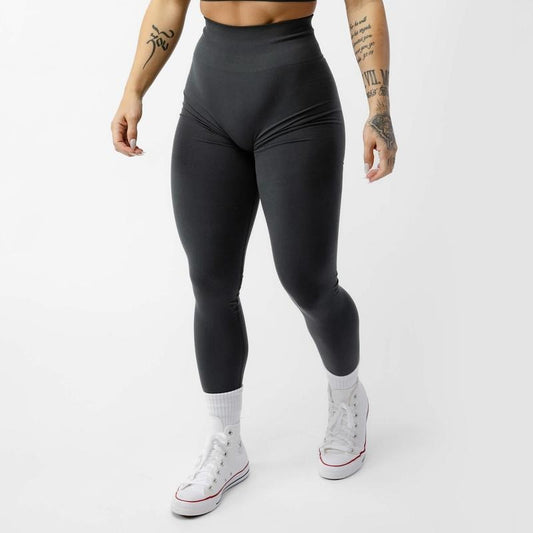 Soft 4-Way Stretch Gymreapers Legacy Seamless Knit Charcoal Women's Plain Leggings for All Seasons