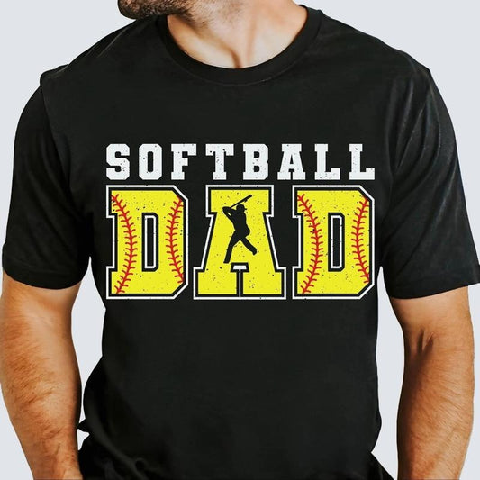 Softball Dad Shirt for Men Sports Dad Game Day Father's Day Gift Unisex Premium 100% Cotton
