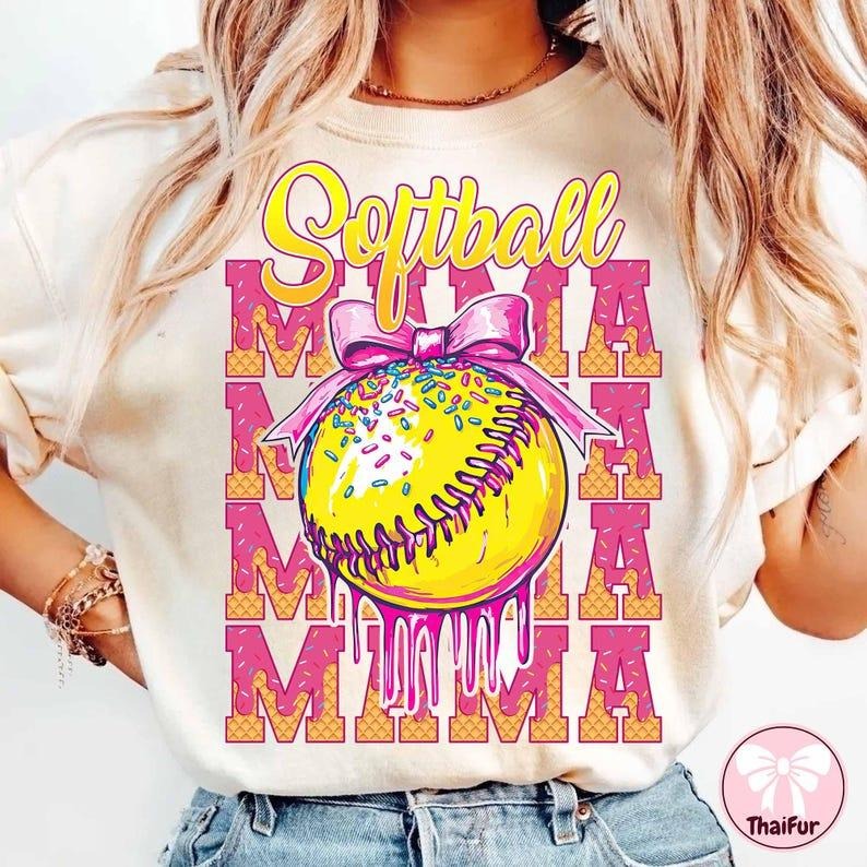 Softball Mama Ice Cream Shirt, Sport Mom Tee, Stylish and Comfortable