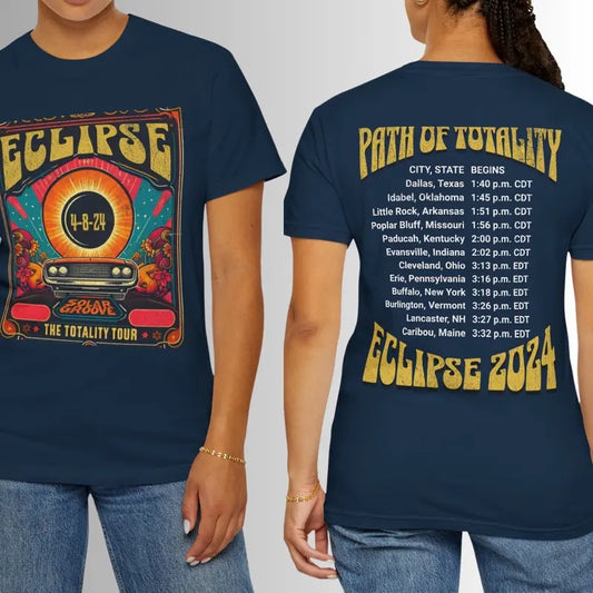 Solar Eclipse 2024 Comfort Colors 1717 Unisex Retro Style Path of Totality 2024 Vintage Look Distressed Tee Comfort Colors Pepper April 18
