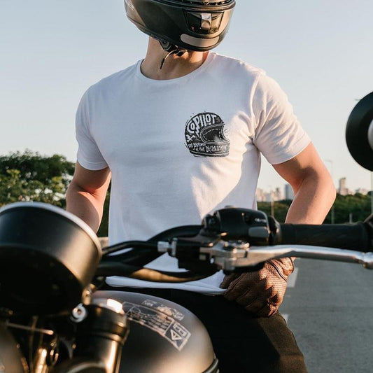Solid White Helmet Printed Men's T-shirt - Naughty Clothes Men