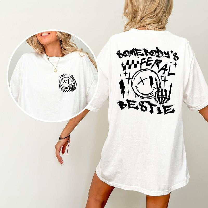 Somebody's Feral Bestie Shirt, Best Friend Shirt, Shirt For Women, Gift For Bestie, Trendy Shirt, Cute Bestie Birthday Gift, Bestie Shirt, Best Friend Tee, Best Friends T-shirt, Matching Bestie T-shirt, Sisters Tee, Friendship Day, Women Tops Casual