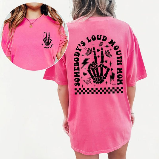 Somebody's Loud Mouth Mom Shirt, Loud Mouth Mama Tee, Funny Mom Graphic Tee Women, Mom Life Unhinged Shirt, Sarcastic Tee, Comfy Fabric Oversized Graphic Tee, Mother's Day Gifts, Women's Tops, Womenswear, Cotton Fabric Relaxed Fit Chic Style