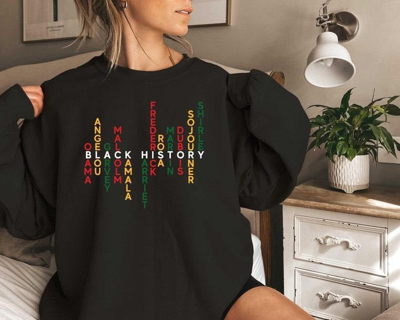 Sonia Samra Black History Month T-shirt, Celebrate School Black History Sweater, Black Historical Icons Hoodie, Juneteenth Gifts, Unisex Graphic Tee, Smooth Fabric, Aesthetic Streetwear Vibe