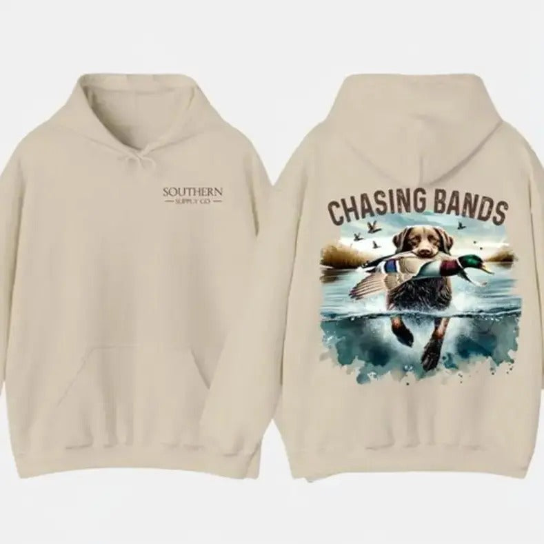 Southern Supply Co Hoodie - Hunting Dog and Duck Design, Camo Country Hoodies, Perfect for Outdoor Enthusiasts, Comfortable and Stylish, Ideal for Casual Wear and Dog Lovers Menswear Sweaters